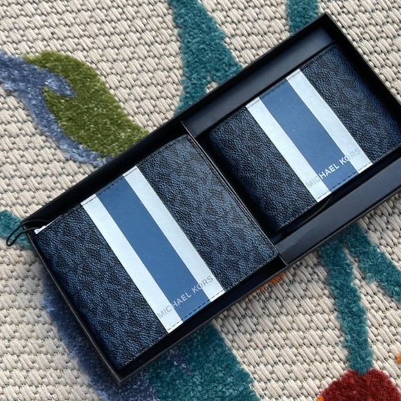 Michael Kors Men`s Gifting Bifold 3 in 1 Wallet Box Set Admiral Multi - Picture 12 of 14